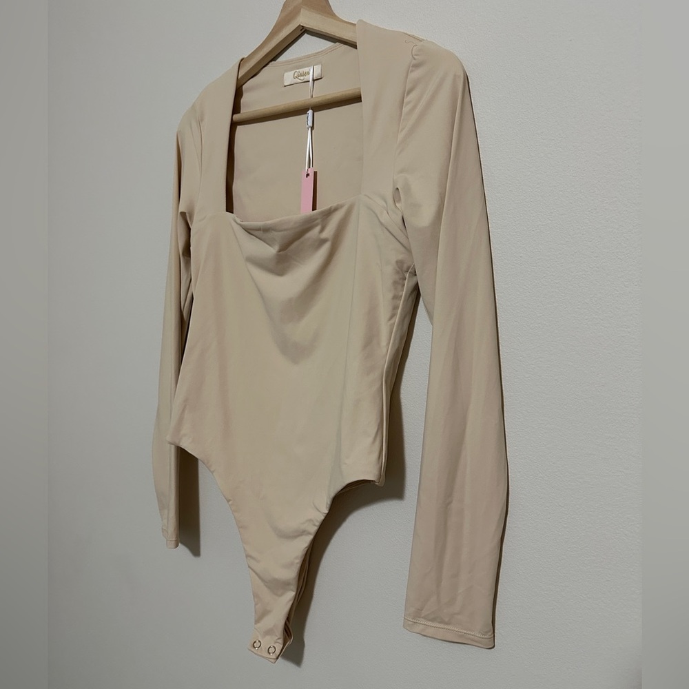 ♻️ NWT: Beige Long Sleeve Bodysuit - Picture 6 of 6